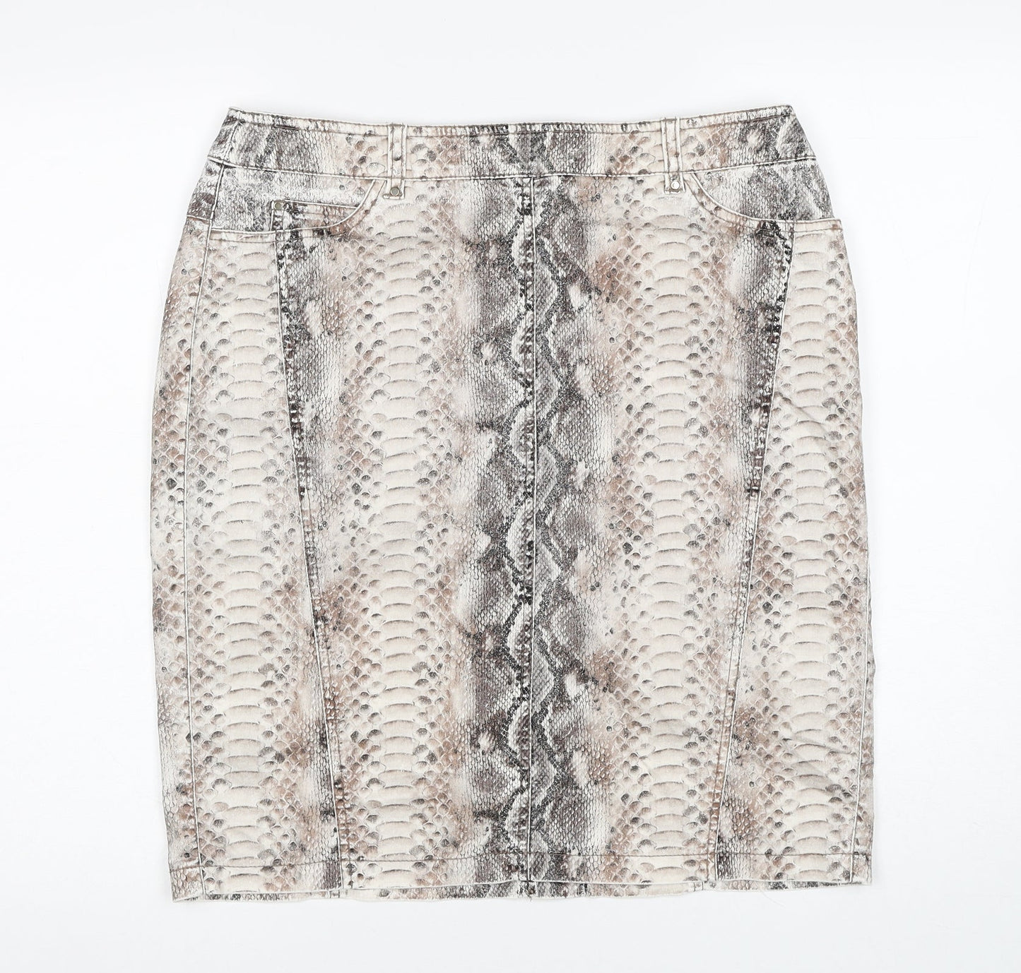 Gerry Weber Womens Multicoloured Animal Print Polyester Straight & Pencil Skirt Size 34 in Zip - Snakeskin Pattern