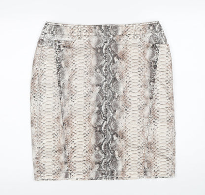 Gerry Weber Womens Multicoloured Animal Print Polyester Straight & Pencil Skirt Size 34 in Zip - Snakeskin Pattern