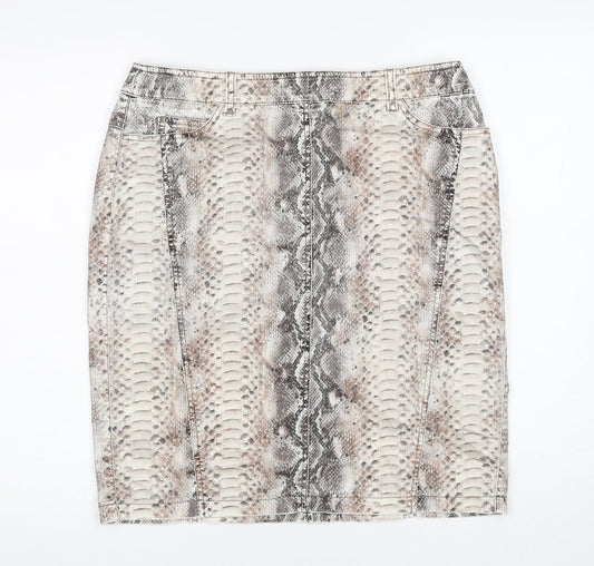 Gerry Weber Womens Multicoloured Animal Print Polyester Straight & Pencil Skirt Size 34 in Zip - Snakeskin Pattern