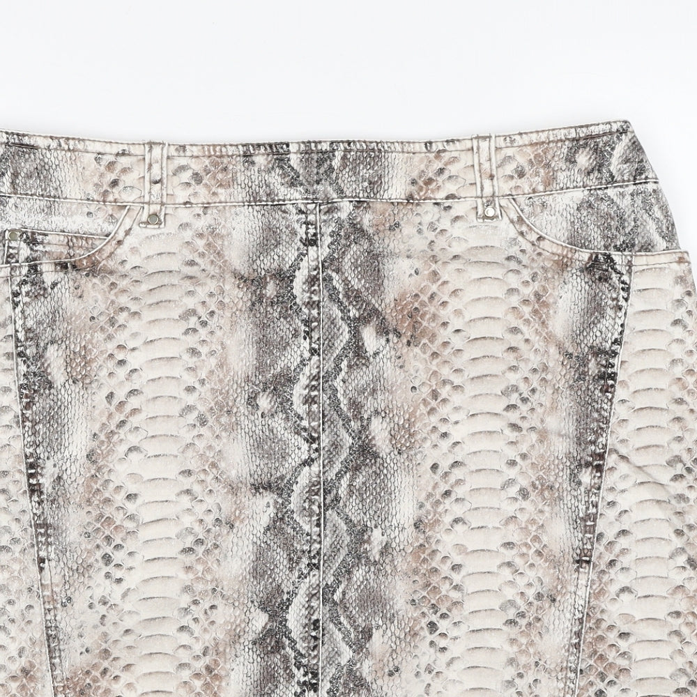 Gerry Weber Womens Multicoloured Animal Print Polyester Straight & Pencil Skirt Size 34 in Zip - Snakeskin Pattern