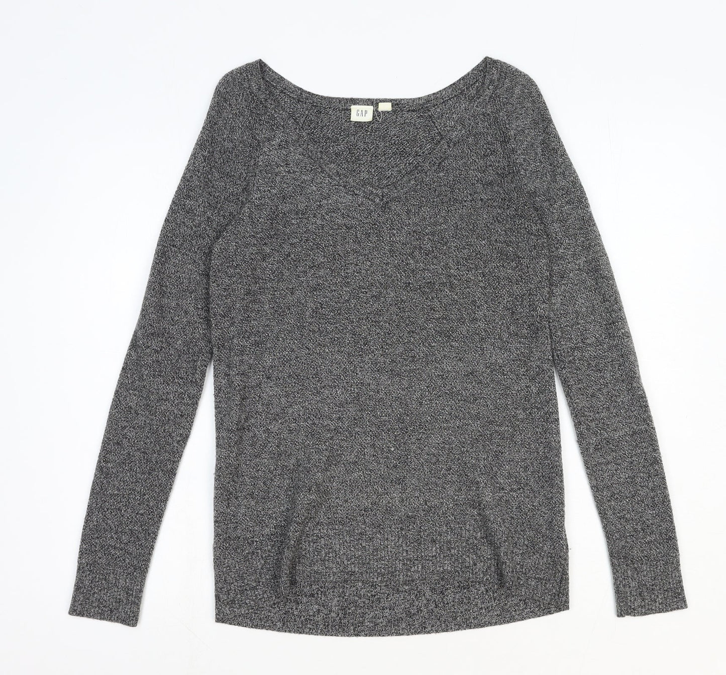 Gap Womens Grey V-Neck Geometric Nylon Pullover Jumper Size 2XS
