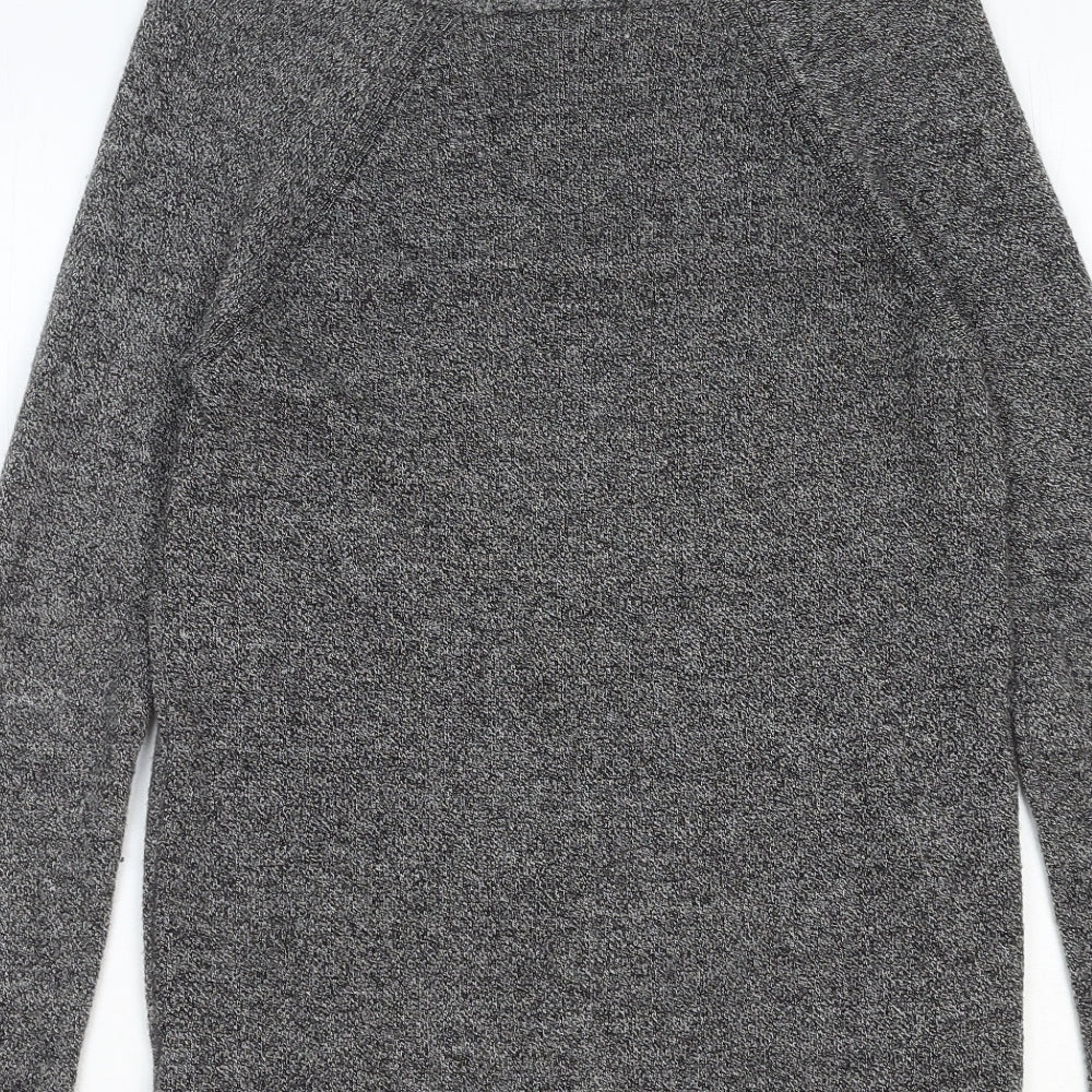 Gap Womens Grey V-Neck Geometric Nylon Pullover Jumper Size 2XS