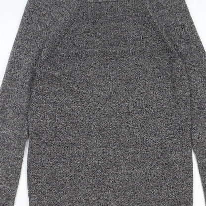 Gap Womens Grey V-Neck Geometric Nylon Pullover Jumper Size 2XS