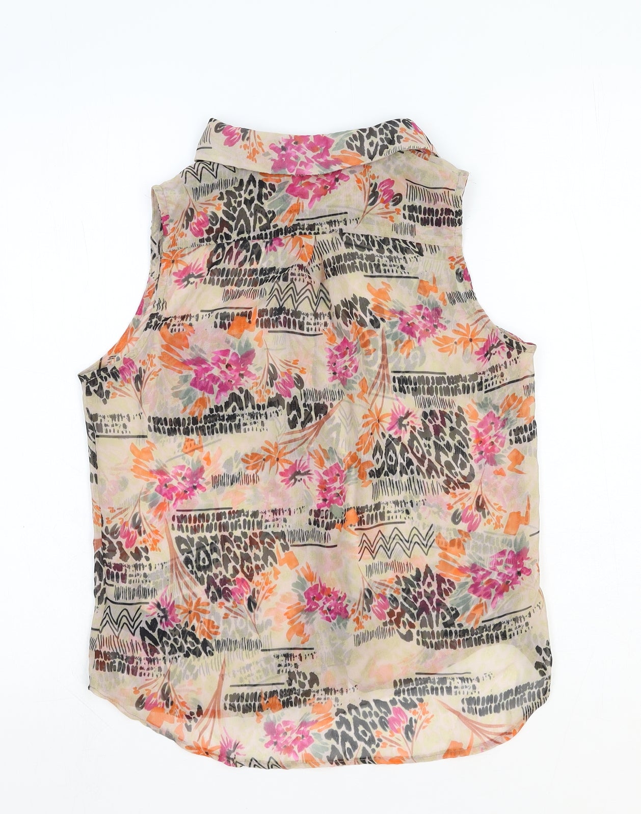 FOREVER 21 Womens Multicoloured Geometric Polyester Basic Button-Up Size S Collared