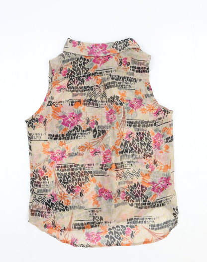 FOREVER 21 Womens Multicoloured Geometric Polyester Basic Button-Up Size S Collared