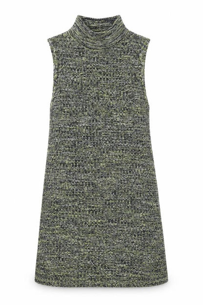Topshop Womens Green Cotton A-Line Size 8 Mock Neck Pullover