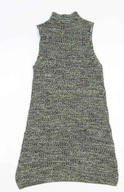 Topshop Womens Green Cotton A-Line Size 8 Mock Neck Pullover
