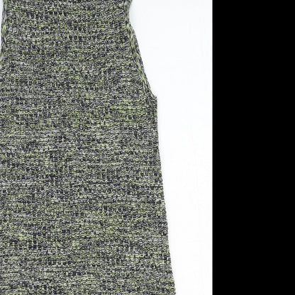 Topshop Womens Green Cotton A-Line Size 8 Mock Neck Pullover