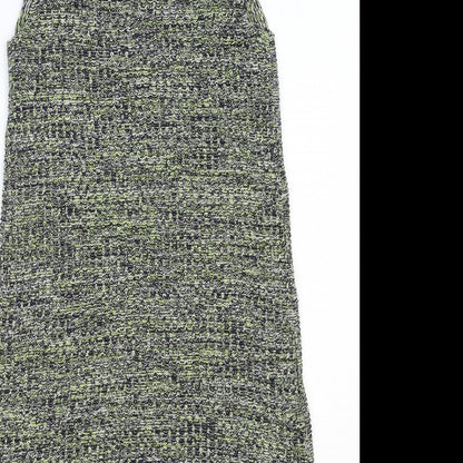 Topshop Womens Green Cotton A-Line Size 8 Mock Neck Pullover