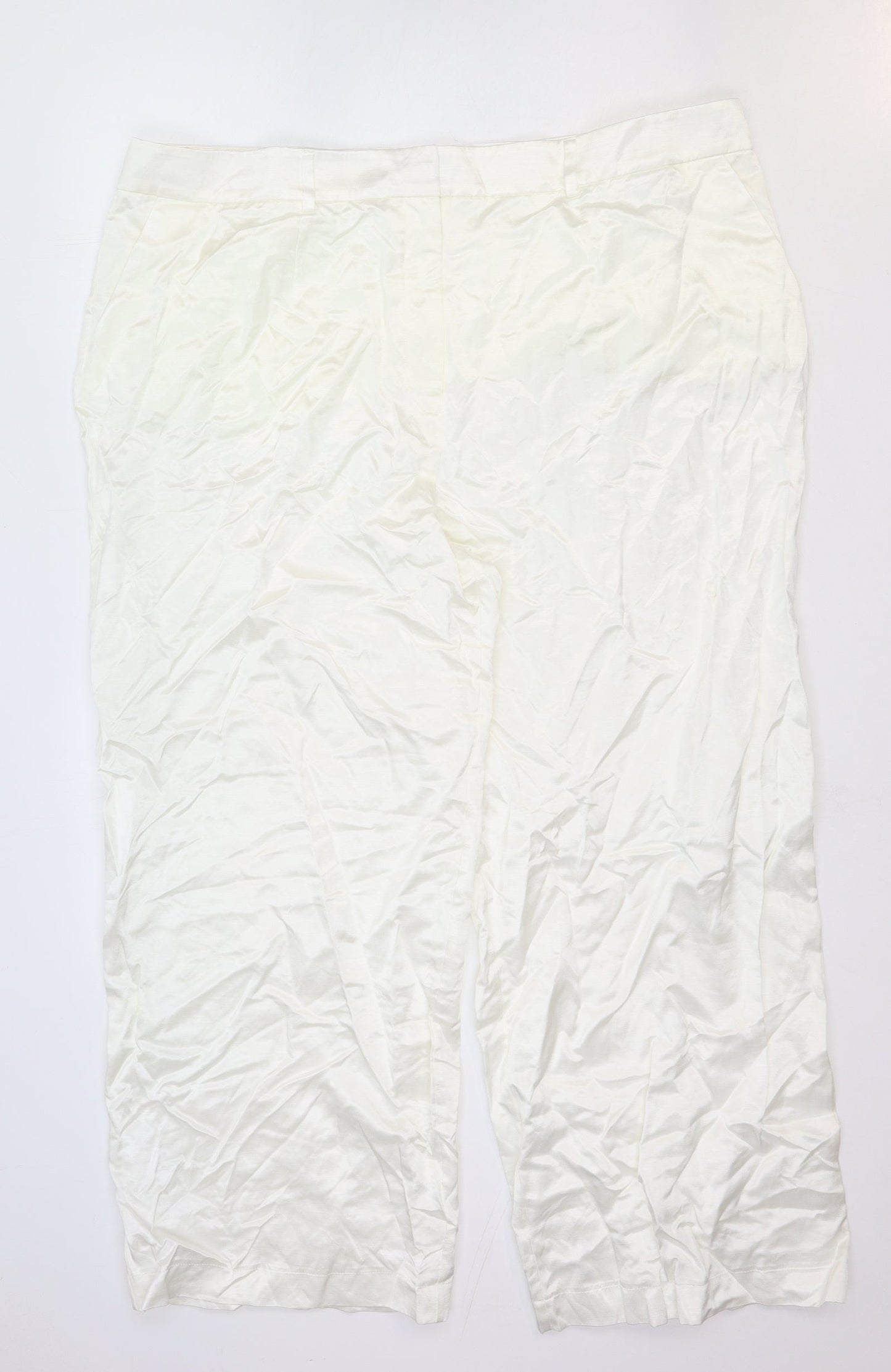 Womens UK Size 24 Marks and Spencer Regular Fit  White Trousers