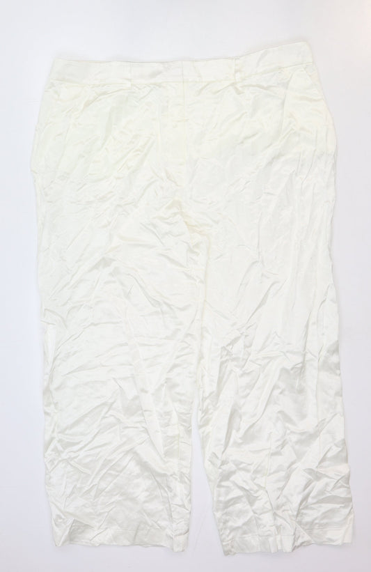 Womens UK Size 24 Marks and Spencer Regular Fit  White Trousers