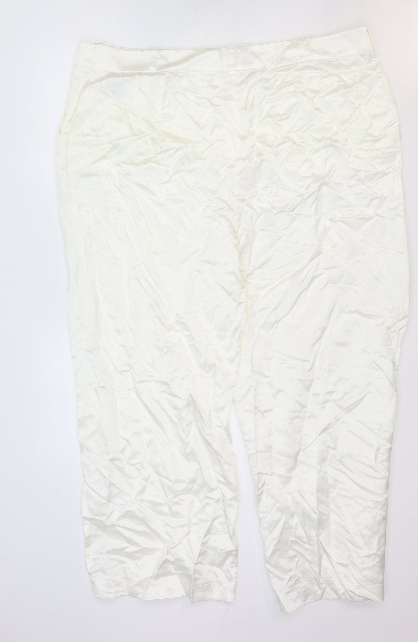 Womens UK Size 24 Marks and Spencer Regular Fit  White Trousers