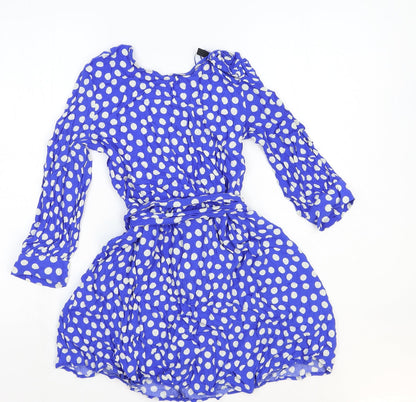 Trf Outerwear Womens Blue Polka Dot Viscose A-Line Size S Round Neck Zip