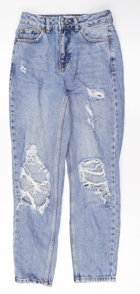 Topshop Womens Blue Cotton Mom Jeans Size 25 in Regular Zip