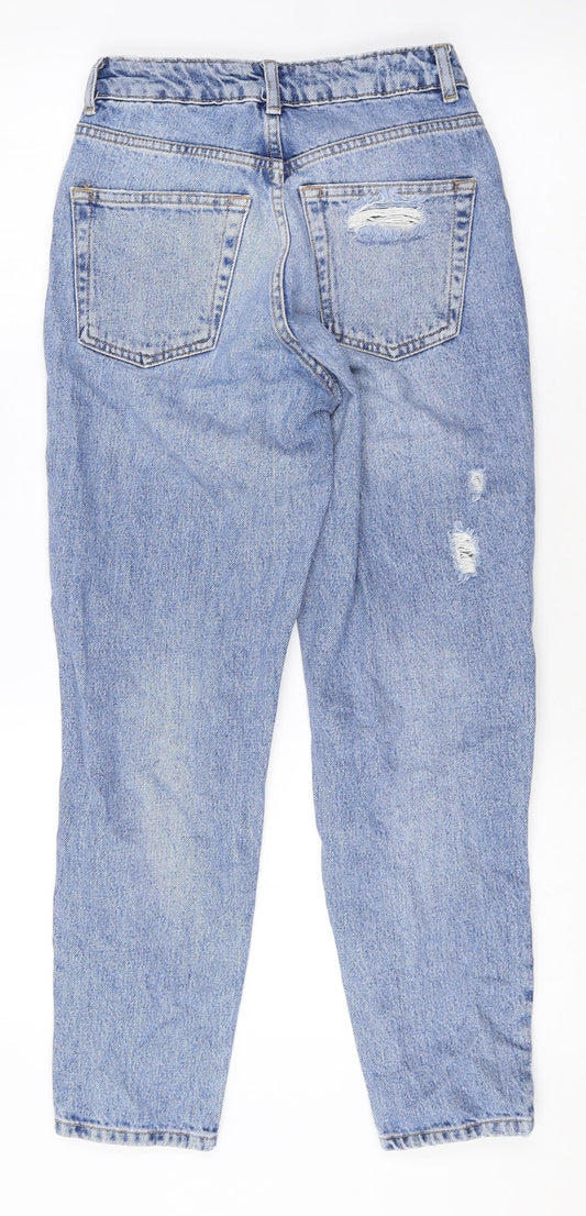 Topshop Womens Blue Cotton Mom Jeans Size 25 in Regular Zip