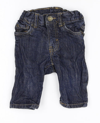 H&M Boys Blue 100% Cotton Jogger Jeans Size 3-6 Months Zip