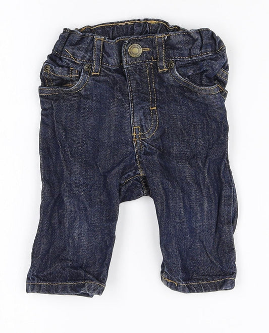 H&M Boys Blue 100% Cotton Jogger Jeans Size 3-6 Months Zip