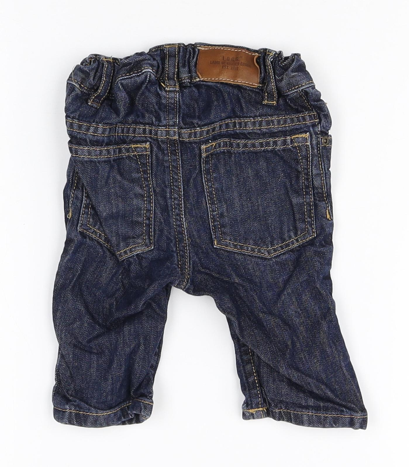 H&M Boys Blue 100% Cotton Jogger Jeans Size 3-6 Months Zip