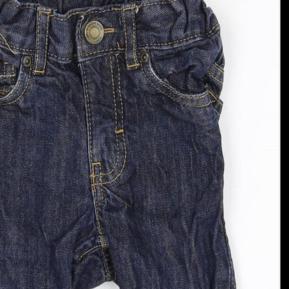 H&M Boys Blue 100% Cotton Jogger Jeans Size 3-6 Months Zip