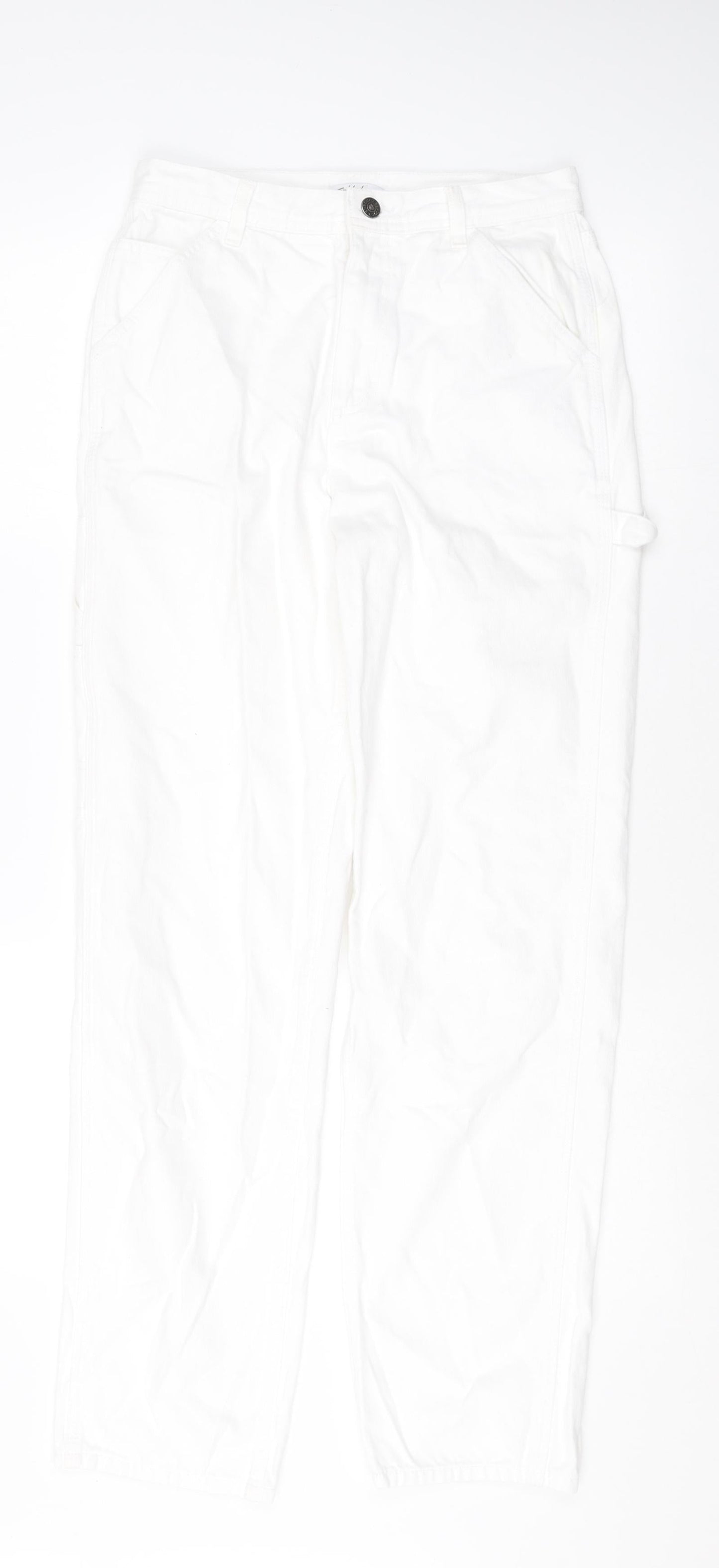 Subdued Womens White Cotton Tapered Jeans Size 8 Regular Zip