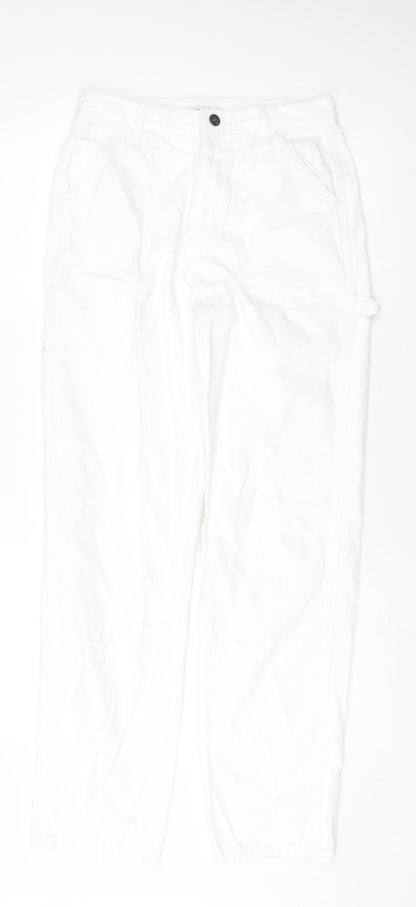 Subdued Womens White Cotton Tapered Jeans Size 8 Regular Zip