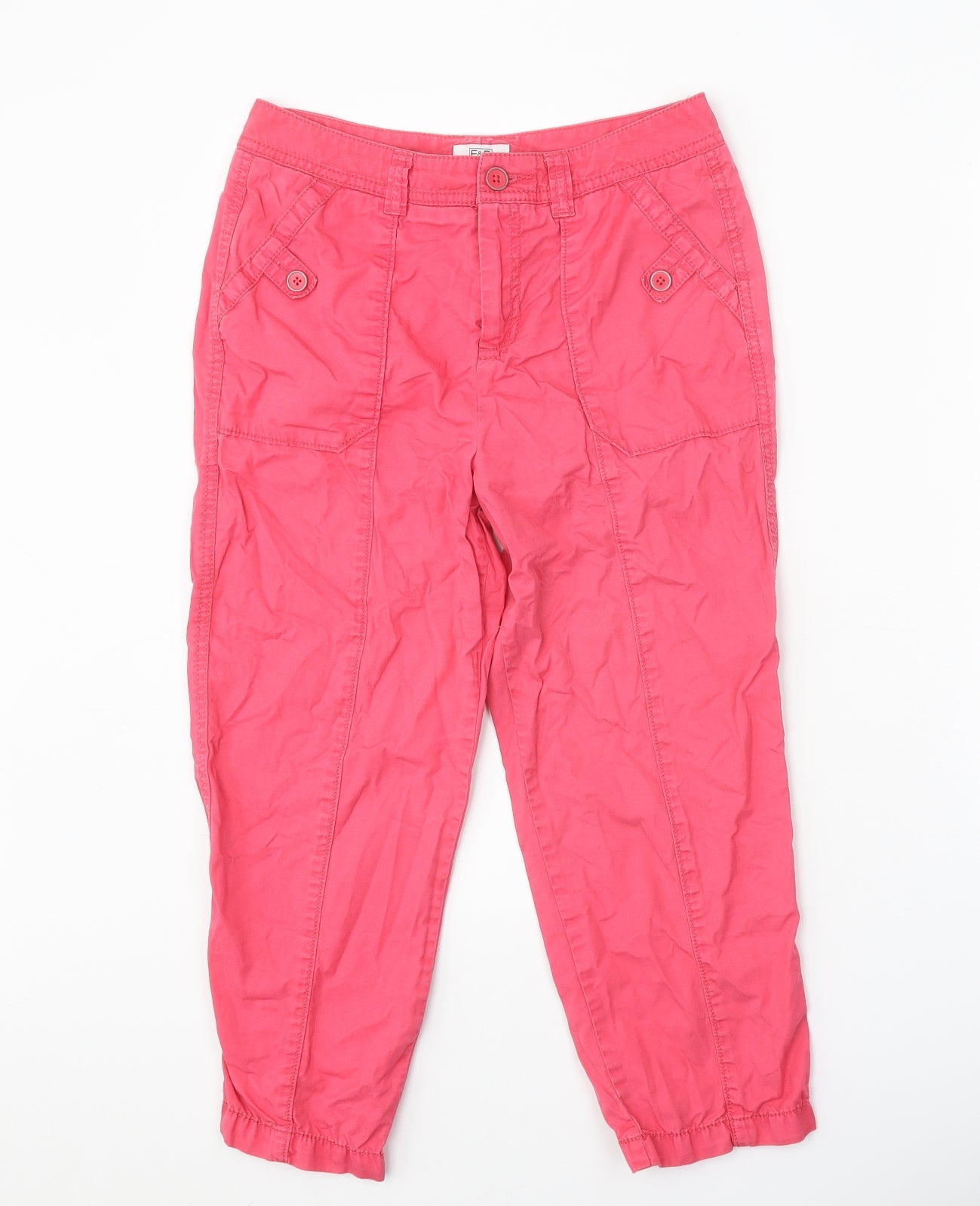 F&F Womens Pink Cotton Trousers Size 6 Regular Zip