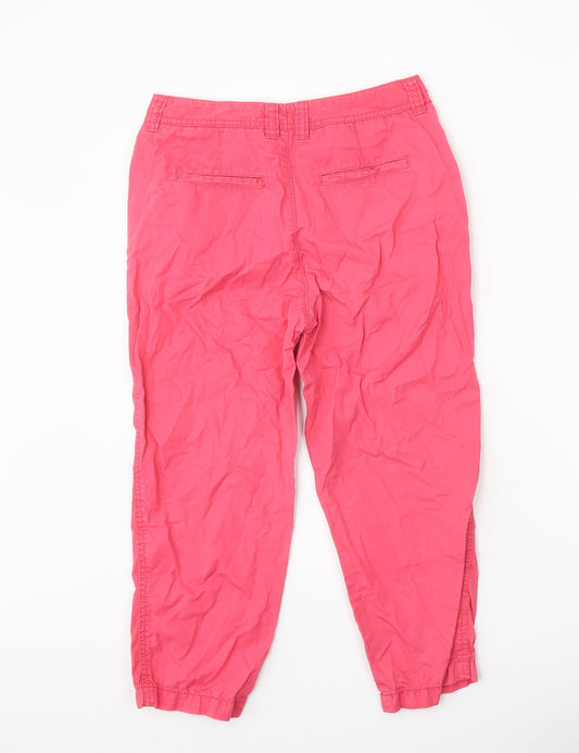 F&F Womens Pink Cotton Trousers Size 6 Regular Zip