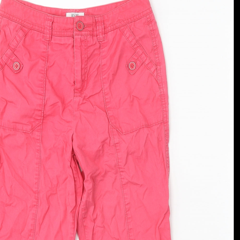 F&F Womens Pink Cotton Trousers Size 6 Regular Zip