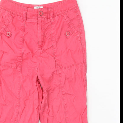 F&F Womens Pink Cotton Trousers Size 6 Regular Zip