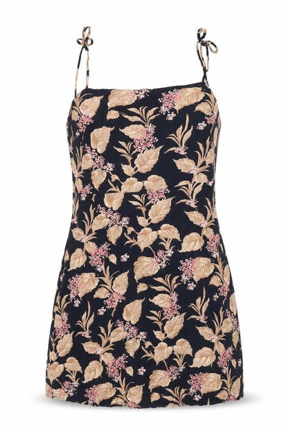 Preworn Womens Black Floral Viscose Mini Size L Square Neck Zip