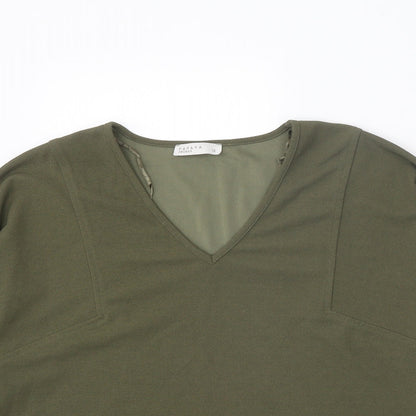 Papaya Womens Green Polyester Cropped T-Shirt Size 12 V-Neck