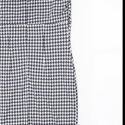 Simon Jeffrey Womens Blue Houndstooth Polyester Bodycon Size 12 Square Neck Zip