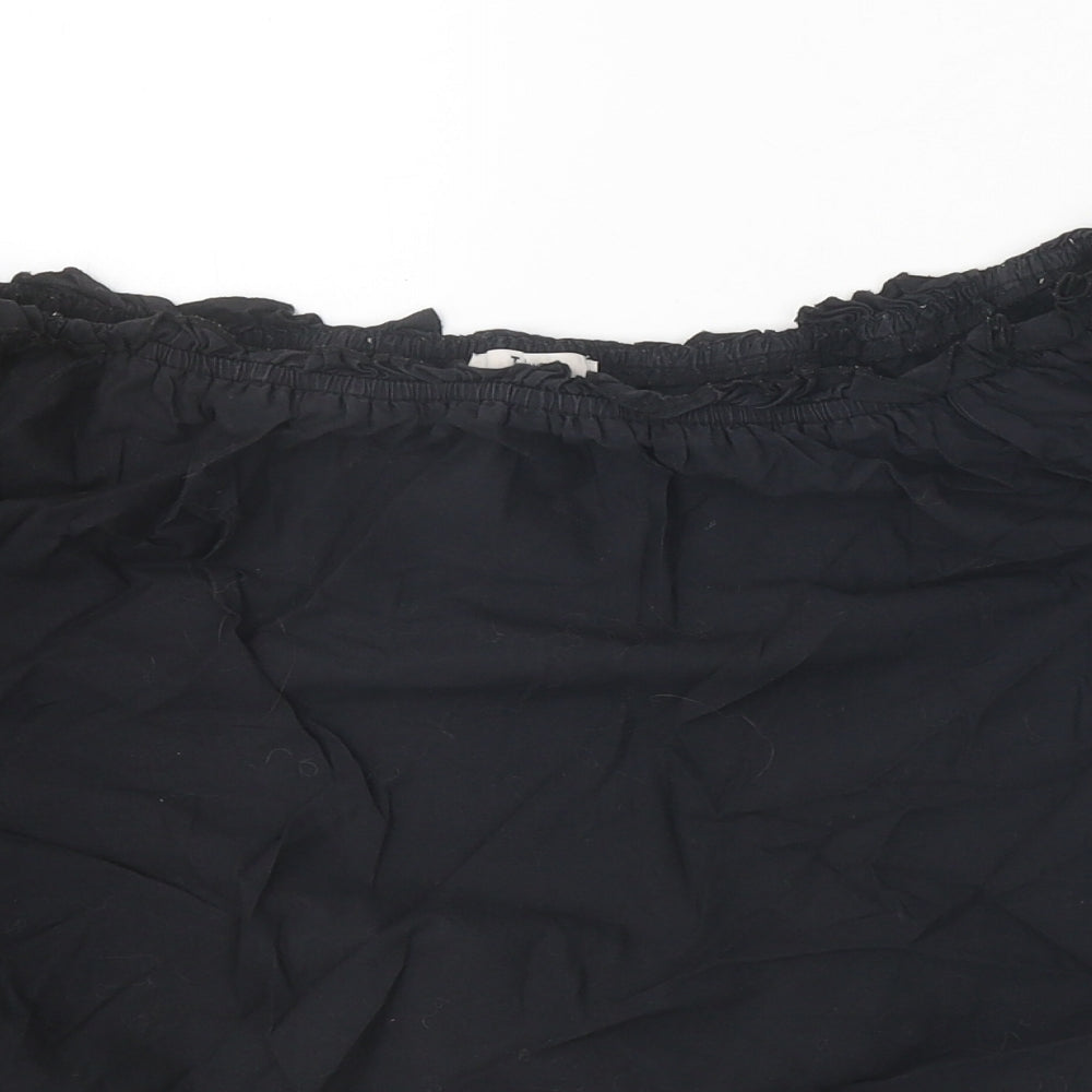 TU Womens Black Geometric 100% Cotton Cropped Blouse Size 12 Off the Shoulder - Bardot