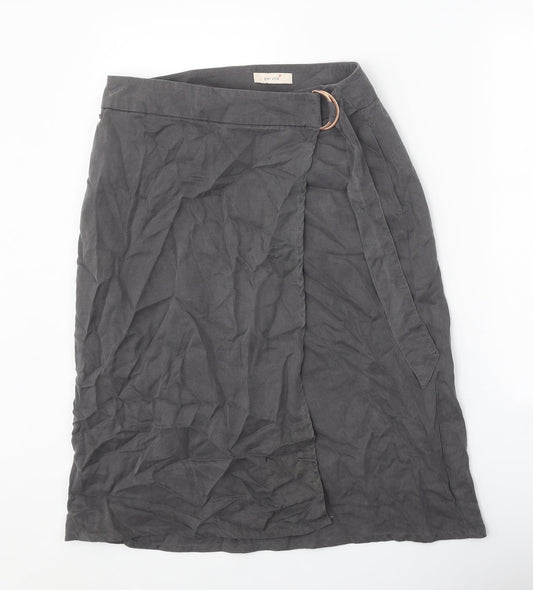 Per Una Womens Grey Lyocell Wrap Skirt Size 12 Buckle
