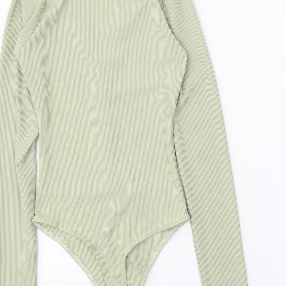 PRETTYLITTLETHING Womens Green Polyester Bodysuit One-Piece Size 4 Snap