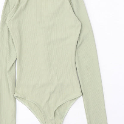 PRETTYLITTLETHING Womens Green Polyester Bodysuit One-Piece Size 4 Snap