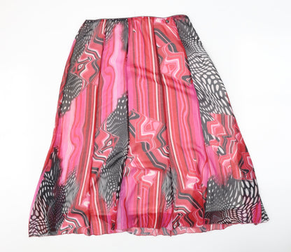 James Lakeland Womens Pink Geometric Polyester Swing Skirt Size 30 in Zip