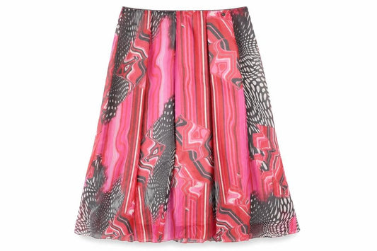 James Lakeland Womens Pink Geometric Polyester Swing Skirt Size 30 in Zip