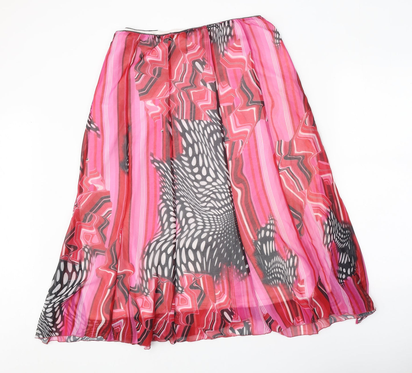 James Lakeland Womens Pink Geometric Polyester Swing Skirt Size 30 in Zip