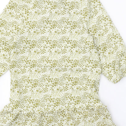 Nutmeg Girls White Geometric Polyester A-Line Size 5-6 Years Scoop Neck Pullover - Drop hem