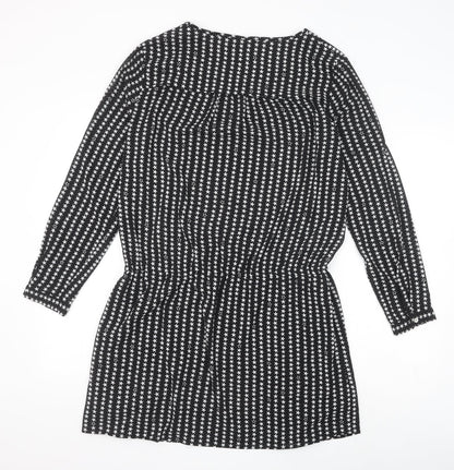 H&M Womens Black Geometric Polyester Fit & Flare Size 14 Round Neck Pullover - Star Pattern