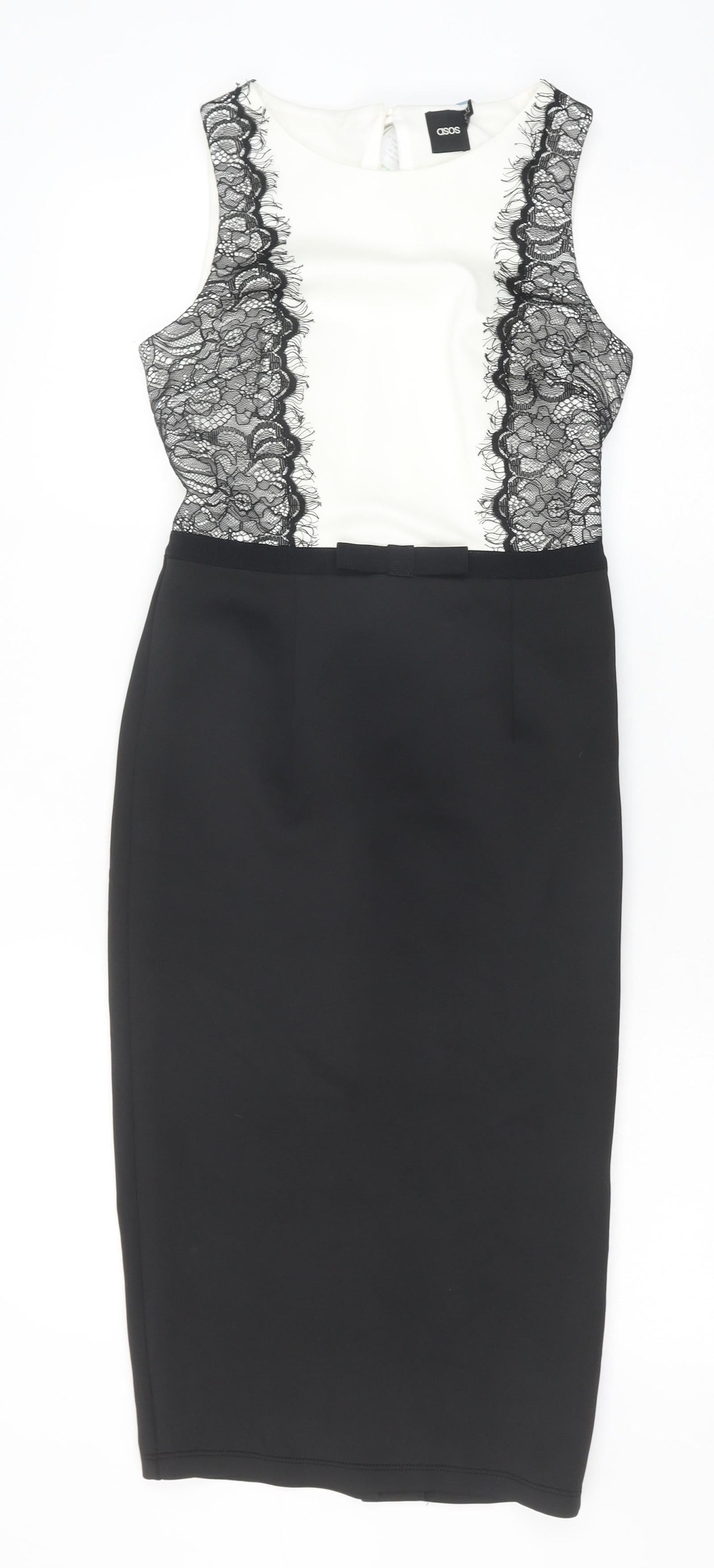 ASOS Womens Black Colourblock Polyester A-Line Size 8 Round Neck Zip