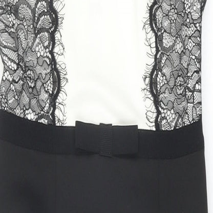 ASOS Womens Black Colourblock Polyester A-Line Size 8 Round Neck Zip