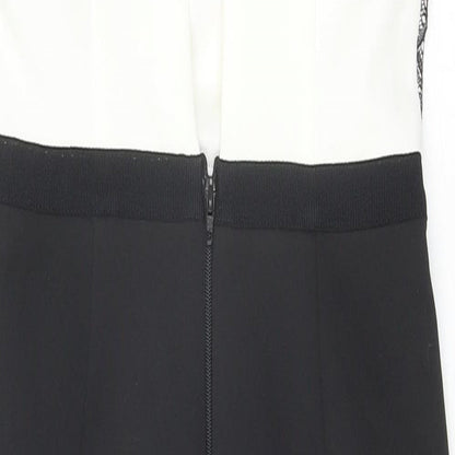 ASOS Womens Black Colourblock Polyester A-Line Size 8 Round Neck Zip