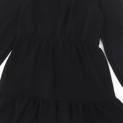 Boohoo Womens Black Polyester A-Line Size 12 Boat Neck Pullover