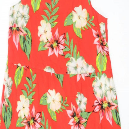 Dorothy Perkins Womens Red Floral Viscose A-Line Size 8 Round Neck Pullover