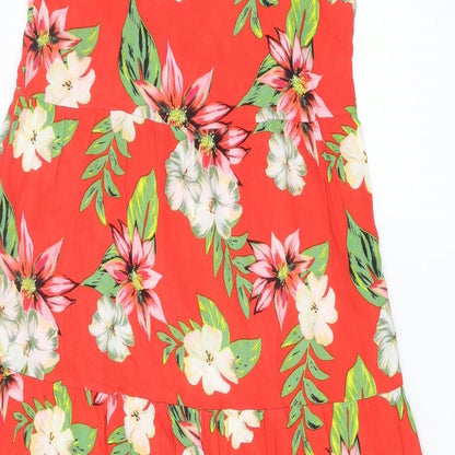 Dorothy Perkins Womens Red Floral Viscose A-Line Size 8 Round Neck Pullover