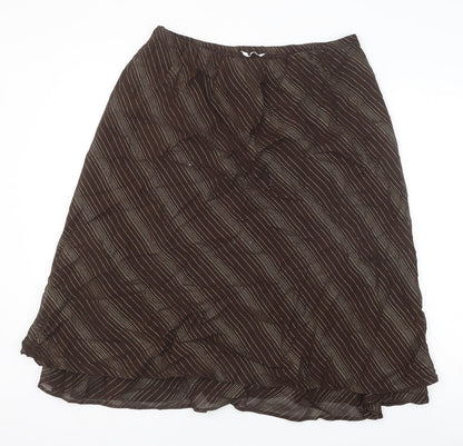 Berkertex Womens Brown Striped Viscose Swing Skirt Size 14