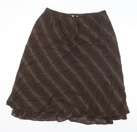 Berkertex Womens Brown Striped Viscose Swing Skirt Size 14