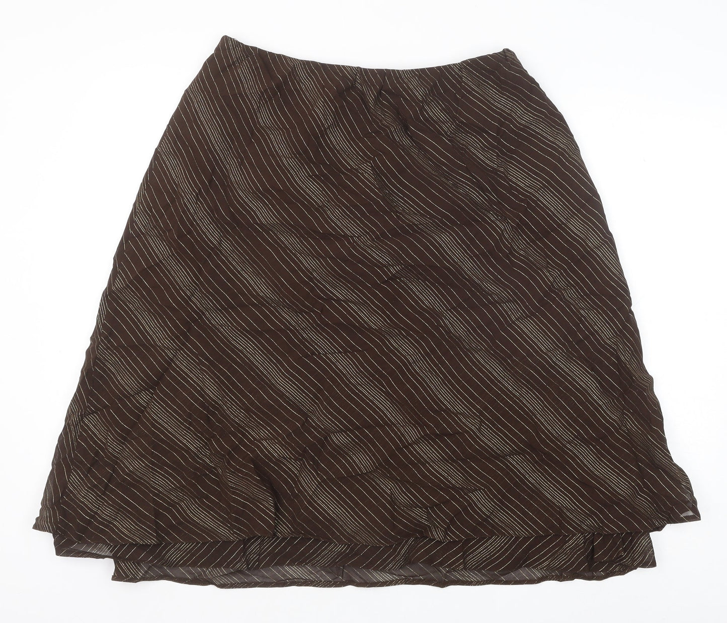 Berkertex Womens Brown Striped Viscose Swing Skirt Size 14